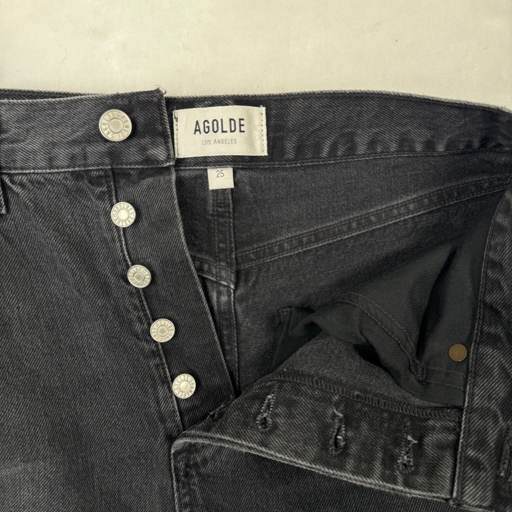 Agolde Jeans Womens 25 Blue 90s Pinch Waist High Rise Straight Button Fly Black - Picture 3 of 14